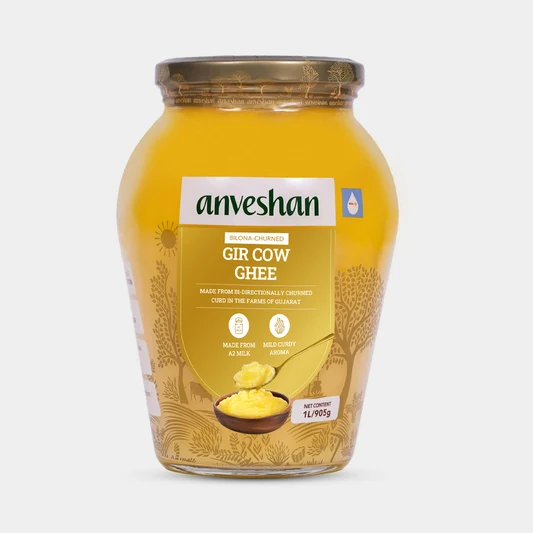 a2 gir cow ghee bilona churned in glass jar